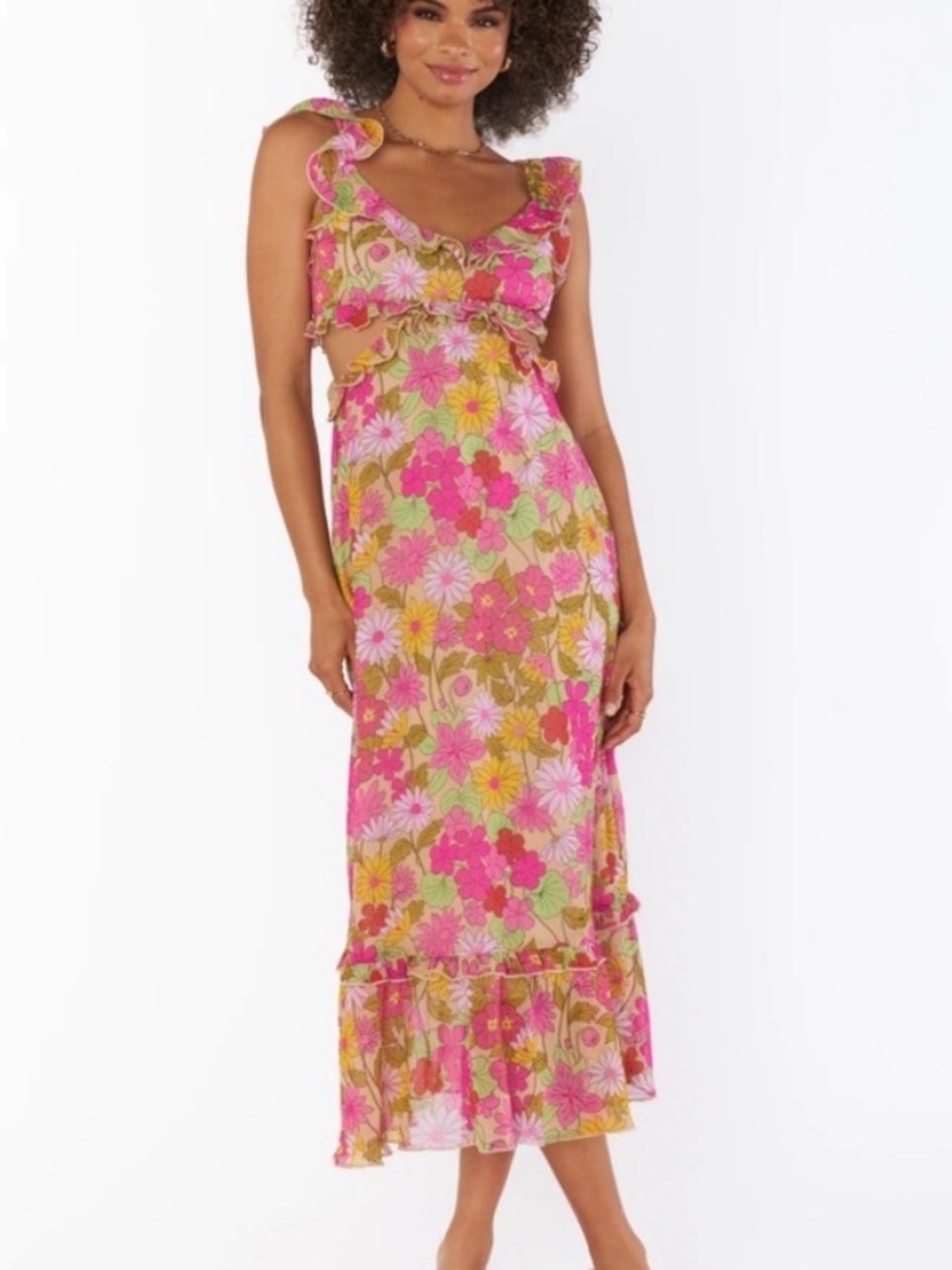 Show Me Your MuMu Pink Floral Maxi Dress